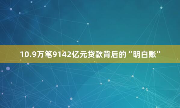 10.9万笔9142亿元贷款背后的“明白账”